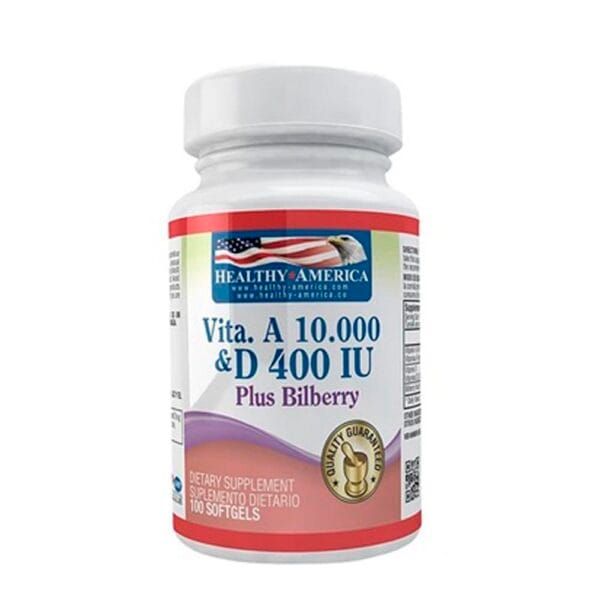 Vitamin A y Vitamin D Plus Bilberry (100 softgels)