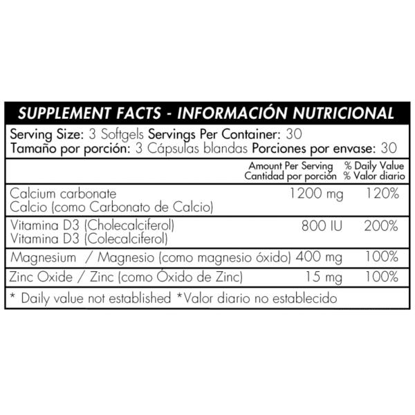Chelated Cal Mag Zinc Plus VD3 (90 Softgels) - Imagen 2