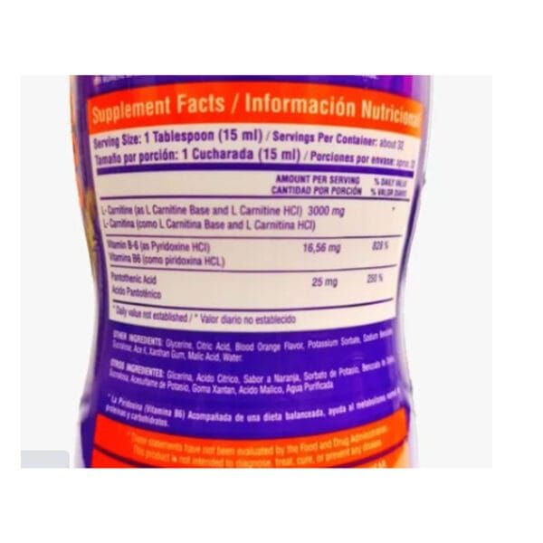 L- Carnitina liquida 3000mg (16 oz / 473 ml) - Imagen 3