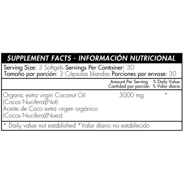 Coconut Oil Aceite de coco (90 caps) - Imagen 2