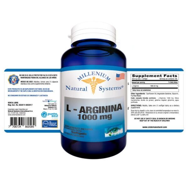 Arginina L - Arginine 1000 Mg - Imagen 2
