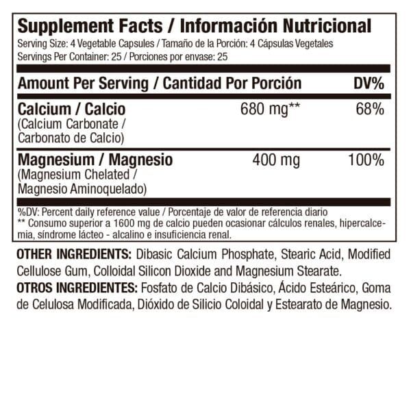 Magnesium Chelated 400mg (100 caps) - Imagen 2