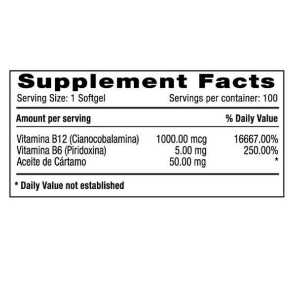 Vitamina B12 + Vitamina B6 (100 Softgels) - Imagen 2