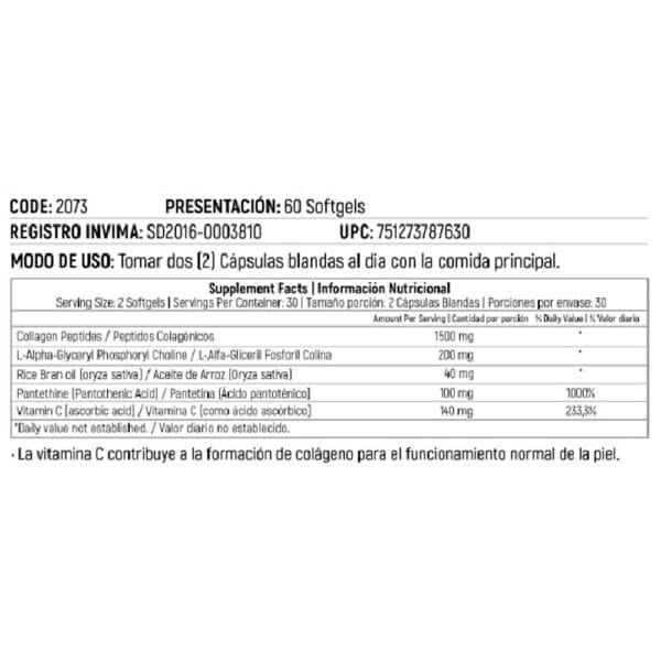 Collagen Peptides 1.500mg (60 Softgels) - Imagen 2