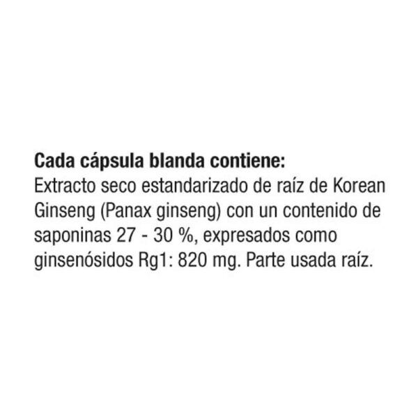 Korean Ginseng 820mg (100 Softgels) - Imagen 2